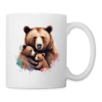 Bear Mom with Bear Children Watercolor Bear Picture Bear - Mug - white - Right