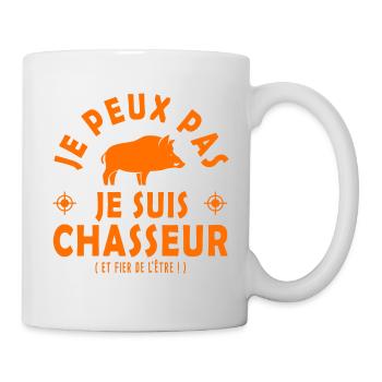 chasse sanglier je peux pas je suis chasseur - Mug blanc - blanc - Droite