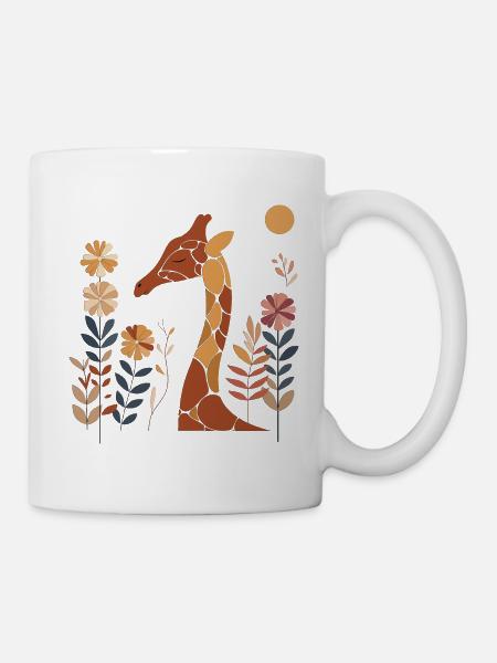 Florale Giraffe - Tasse - Weiß