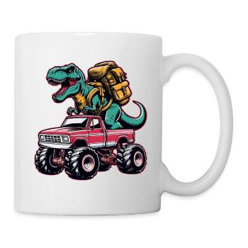 Dino Monster Truck Schulanfang Einschulung - Tasse - Weiß - Rechts