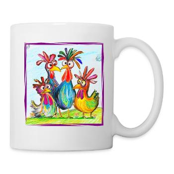 Lustige Hühner - Tasse - Weiß - Rechts