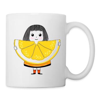 Fille et Orange - Mug blanc - blanc - Droite