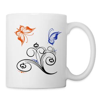 Ornement avec papillon - Mug blanc - blanc - Droite