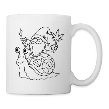 Lässiger Zwerg auf Schnecke mit Joint - Tasse - Weiß - Rechts