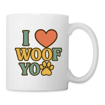 J’adore le design de cœur de patte WOOF - Mug blanc - blanc - Droite