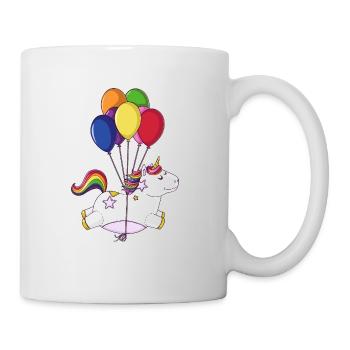 Voler des ballons de bande dessinée arc-en-Unicorn - Mug blanc - blanc - Droite