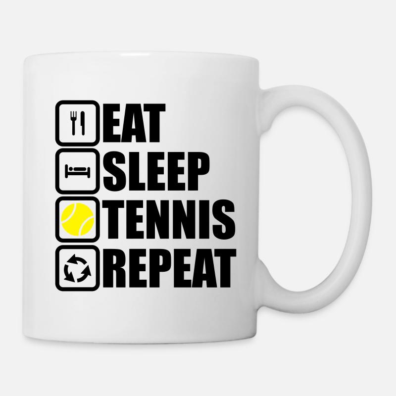 eat sleep tennis repeat - Tasse - Weiß
