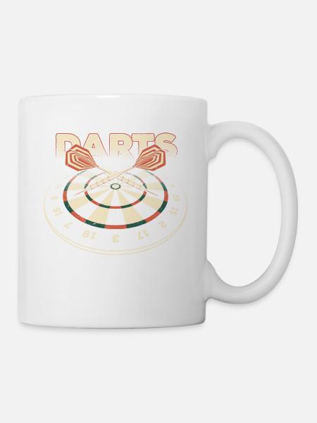 Darts 3D - Dart T-Shirts RAHMENLOS - Sport Club - Tasse - Weiß