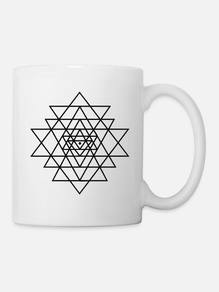 Shri Yantra Yoga Meditation Zen Heilige Geometrie - Tasse - Weiß