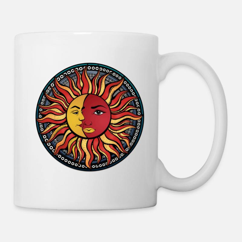 Mandala combination Sun Moon Sun & Moon No.3 - Mug - white