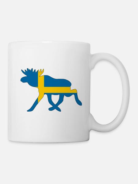Suède / Elche Drapeau - Cadeau pour les vacances - Mug blanc - blanc