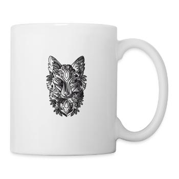 Fuchs Mit Schwarz Weiss Schattiernung - Tasse - Weiß - Rechts