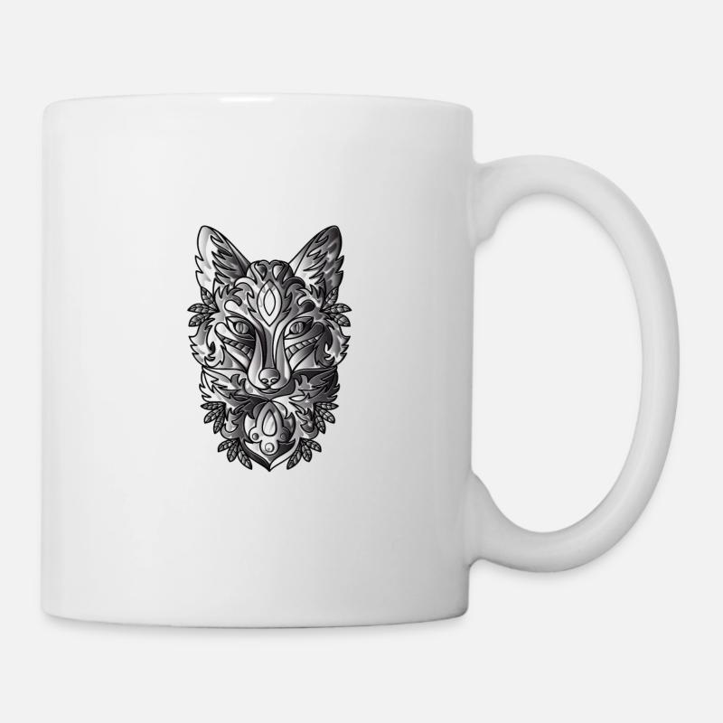 Renard avec Noir Blanc Ombragée - Mug blanc - blanc
