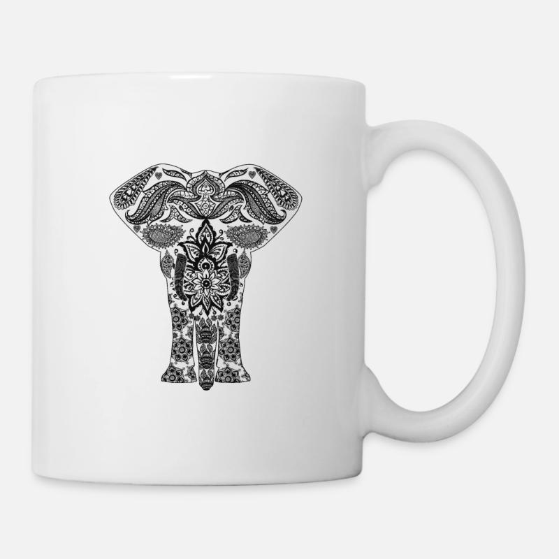 Elefant Mandala - Tasse - Weiß