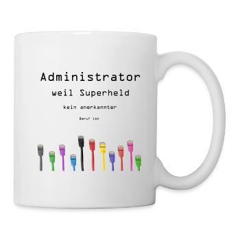 Administrator, Superheld - Tasse - Weiß - Rechts