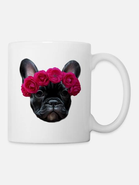 Französische Bulldogge / French Bulldog Flower - Mug - white