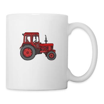Roter Traktor / Trecker - Tasse - Weiß - Rechts