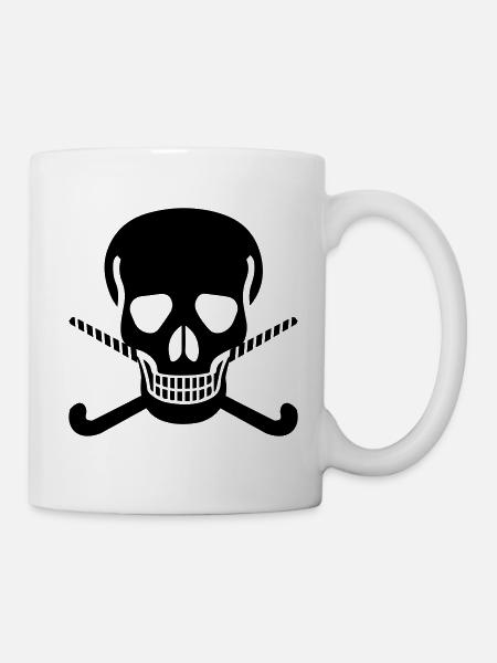 Totenkopf Hockeyschläger - Tasse - Weiß