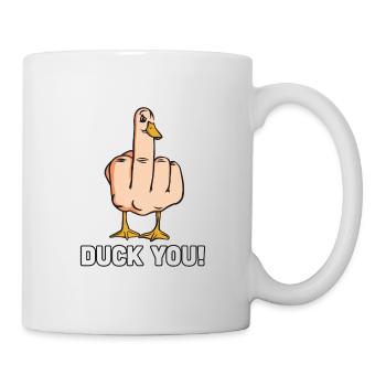 Lustige Ente Duck You Spruch Mittelfinger Geschenk - Tasse - Weiß - Rechts