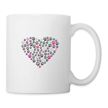 Hundepfoten Liebe Herz - Tasse - Weiß - Rechts