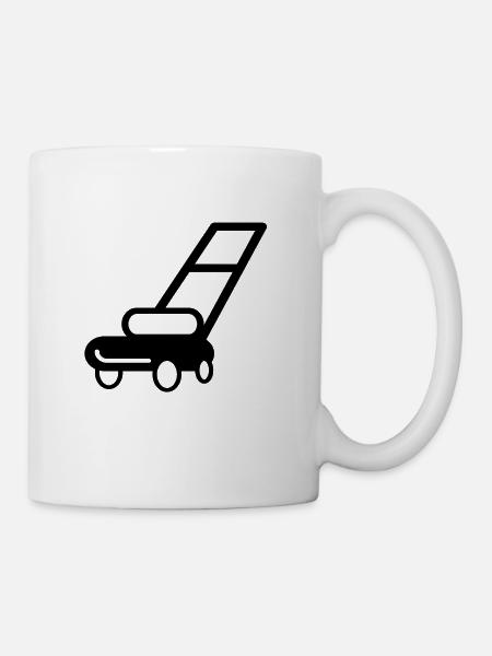 Rasenmäher Gartenarbeit - Tasse - Weiß