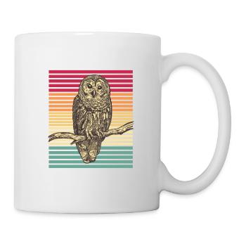 Hibou oiseau de rapace Retro Raykauz cadeau - Mug blanc - blanc - Droite