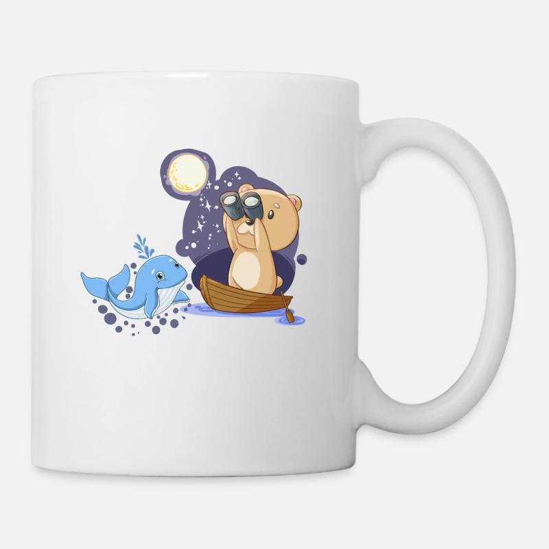 Teddy Bär Seefahrer mit Walfisch Fantasy Kinder - Tasse - Weiß
