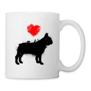 Französische Bulldogge Wunschname - Tasse - Weiß - Rechts
