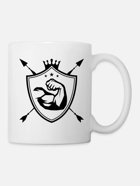 muskeln arm wappen - Tasse - Weiß