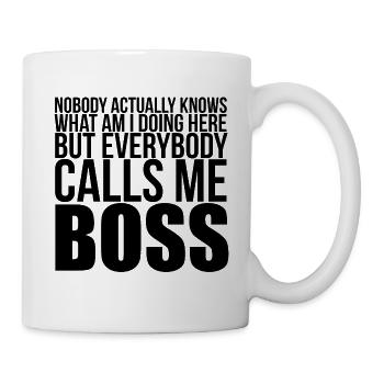 Call Me Boss Funny quote T-shirt - Mug - white - Right