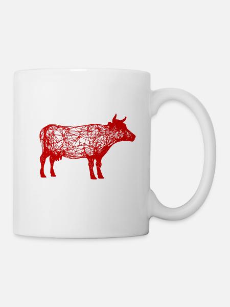 A red wild bull with horns - Mug - white
