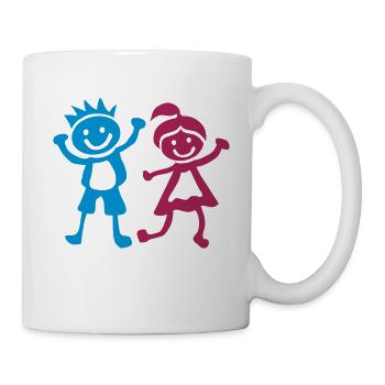 Junge Mädchen Kinder Zeichnung 1 - Tasse - Weiß - Rechts