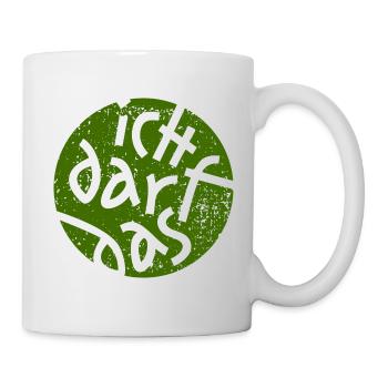Statement - Ich Darf Das - Grün Grunge Button - Tasse - Weiß - Rechts