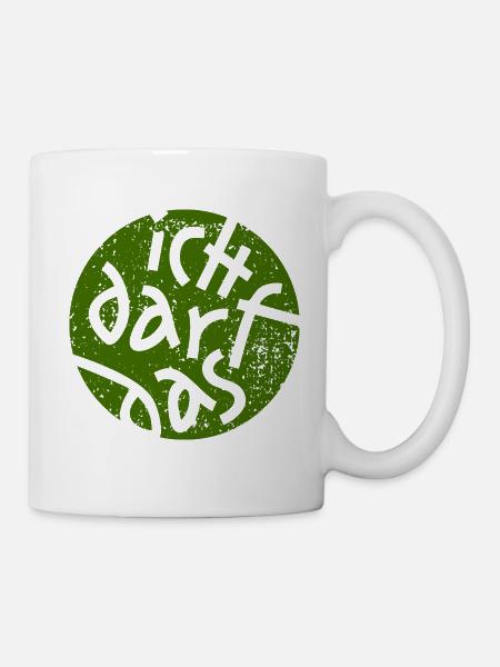 Statement - Ich Darf Das - Grün Grunge Button - Tasse - Weiß