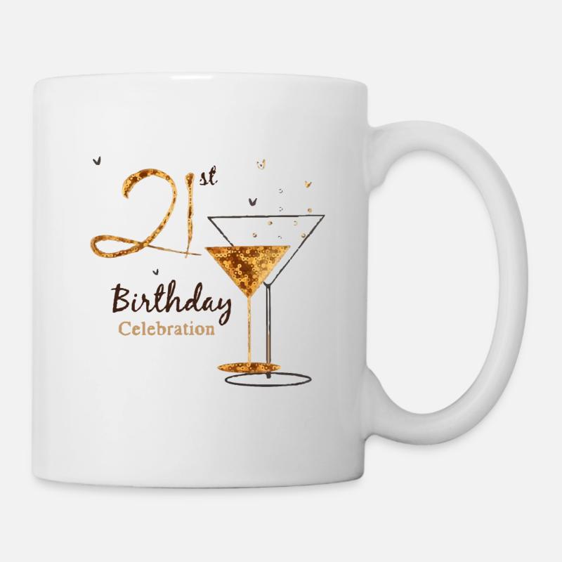 21ème anniversaire est célébré grand - Mug blanc - blanc