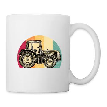 Traktor Bauer Landwirt Farmer Retro Look Geschenk - Tasse - Weiß - Rechts