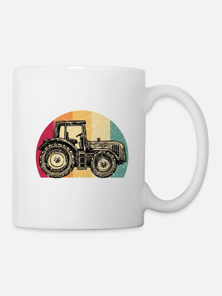 Traktor Bauer Landwirt Farmer Retro Look Geschenk - Tasse - Weiß