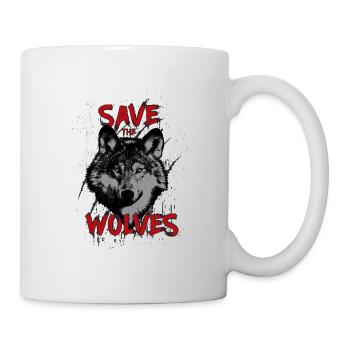 Rettet die Wölfe Tierschutz Wolf Anti Wolfsjagd - Tasse - Weiß - Rechts