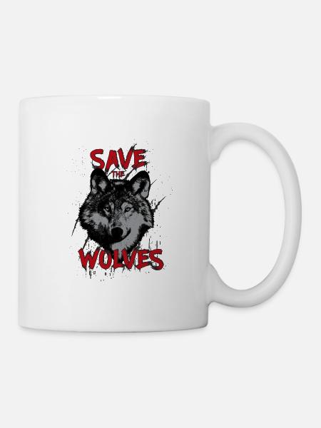 Rettet die Wölfe Tierschutz Wolf Anti Wolfsjagd - Tasse - Weiß