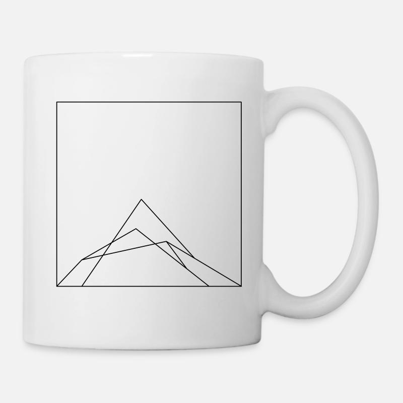 Berg im Rechteck Liniengrafik - Tasse - Weiß