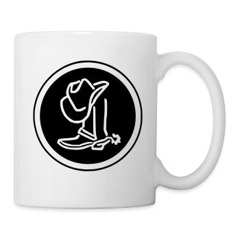 cowboy hut und schuh im kreis - Tasse - Weiß - Rechts