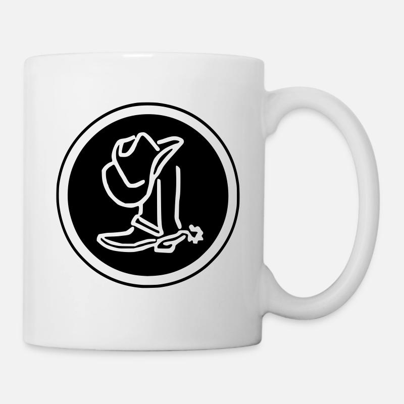 chapeau de cow-boy et chaussure en cercle - Mug blanc - blanc