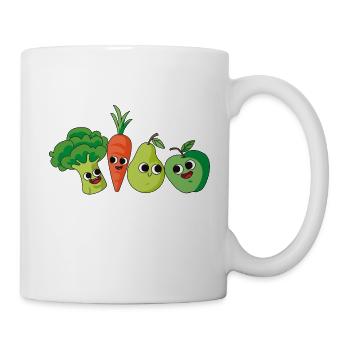 Gemüse Obst Comic - Tasse - Weiß - Rechts