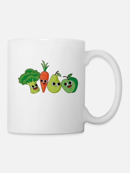 Gemüse Obst Comic - Tasse - Weiß