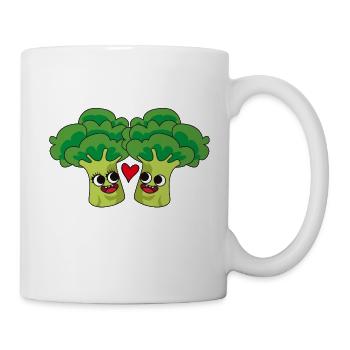 Couple végétalien de dessin animé coeur brocoli - Mug blanc - blanc - Droite
