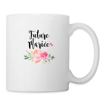 Zukünftiger Brautblumenstrauß von Blumen und von wenigem Herzen - Tasse - Weiß - Rechts