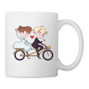 Couple de mariage marié coeur mariée et le marié - Mug blanc - blanc - Droite