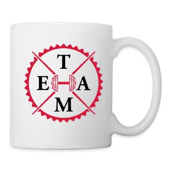 hantel gym team - Tasse - Weiß - Rechts