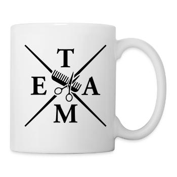 scissors comb team stylist - Mug - white - Right