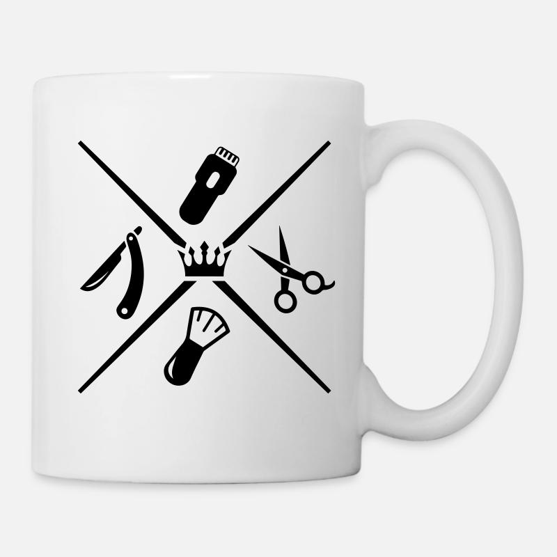 barber icons krone - Tasse - Weiß